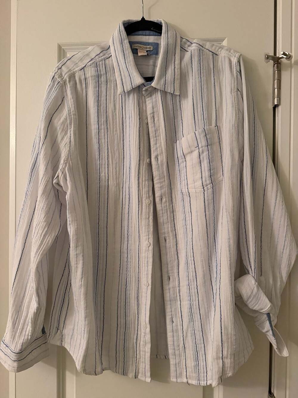 Carbon2Cobalt Men's Playa Stripe Cotton Button-Down Shirt